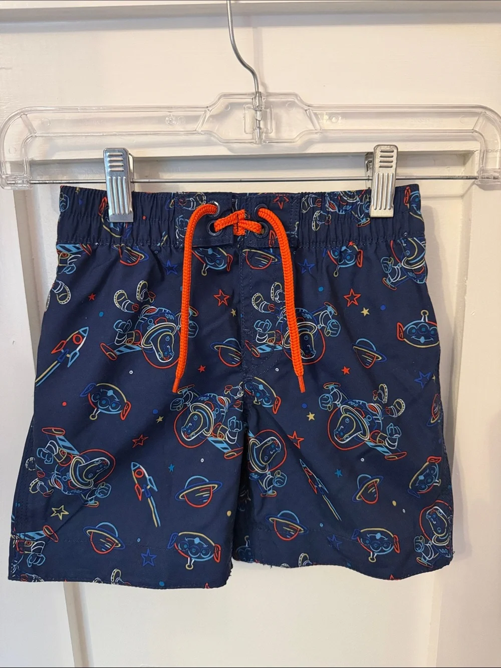 Kids Navy Toy Story Buzz Swim Shorts with Red Drawstring (#2)
